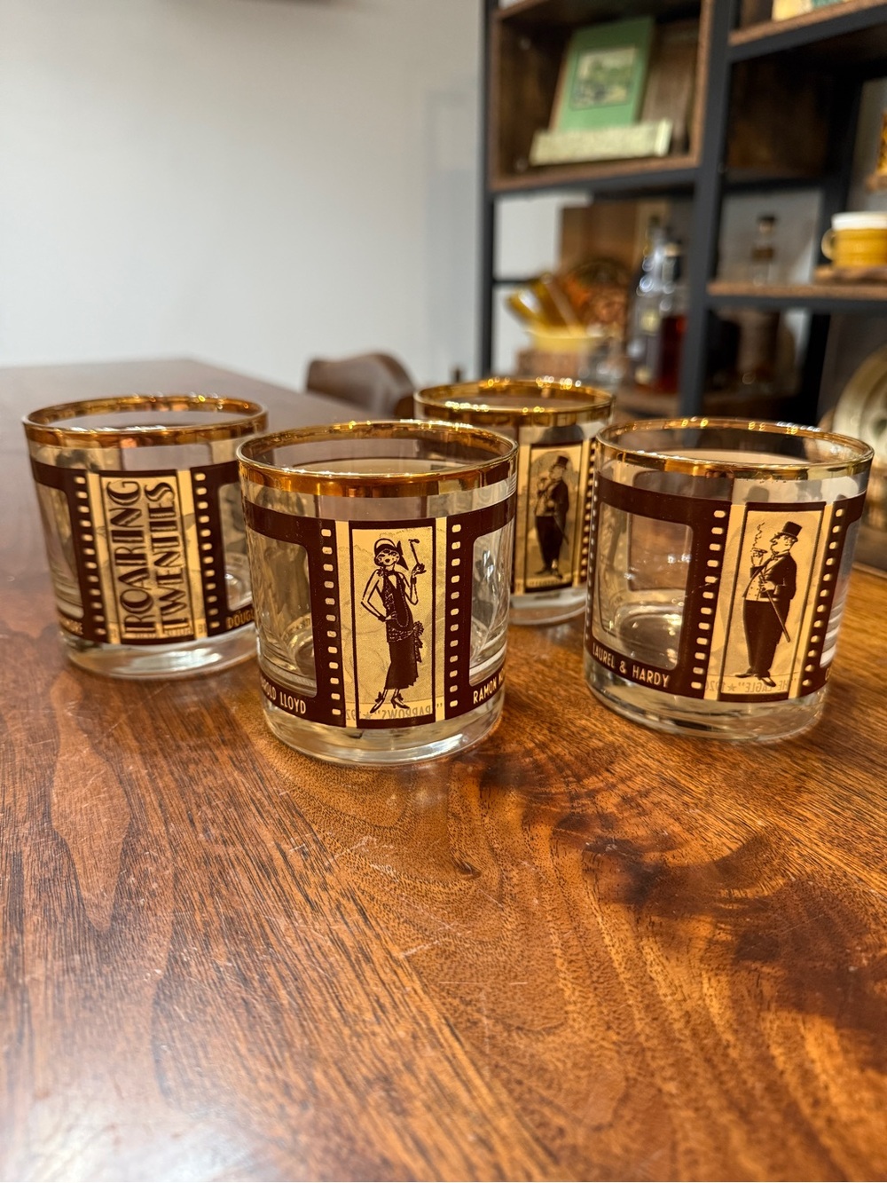 Roaring Twenties Glass Tumbler Set in Gold and Brown
